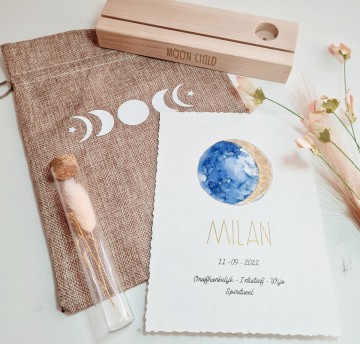 Geboorte geschenk baby maan poster maanfase kraamcadeau 002a