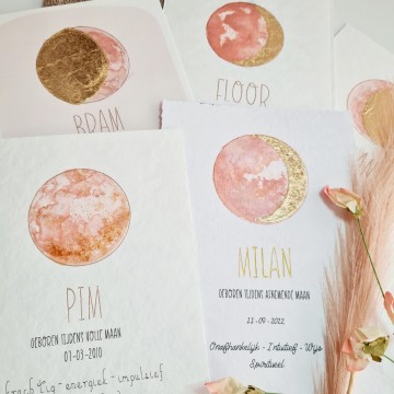 Geboorte geschenk baby maan poster maanfase kraamcadeau 003a