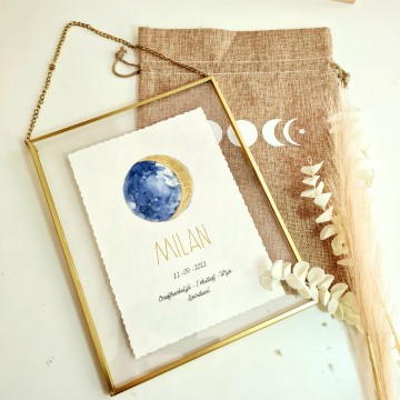 Geboorte geschenk baby maan poster maanfase kraamcadeau 005a