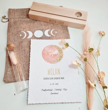 Geboorte geschenk baby maan poster maanfase kraamcadeau 009