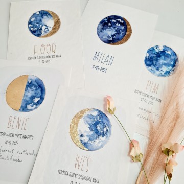 Geboorte geschenk baby maan poster maanfase kraamcadeau 010